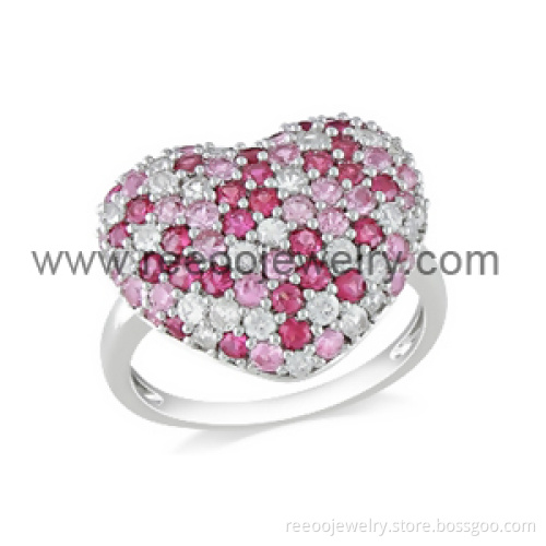 Heart Shape CZ Stones Sterling Silver Ring